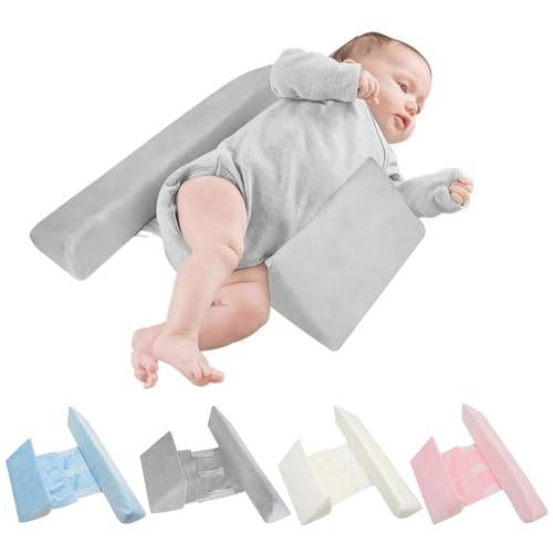 HINATAA Almohadas para Bebés, Almohada con Funda Extraíble, Almohada de Apoyo Ajustable para Bebés, Almohada para Bebés para el Cochecito o la Cama (Gris)