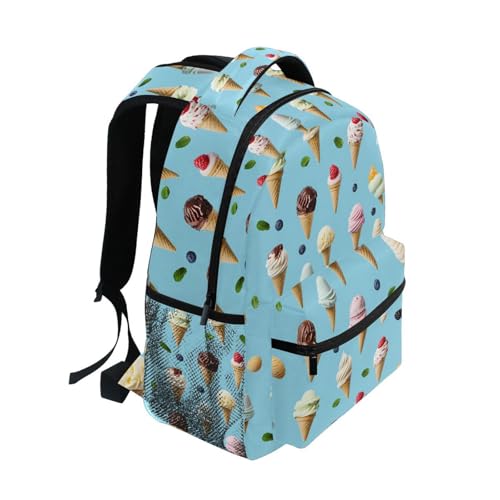 Ice Cream Blueberry Fruit Backpack for School Boys Girls Adults Kids Bookbag Laptop Bag 18L2