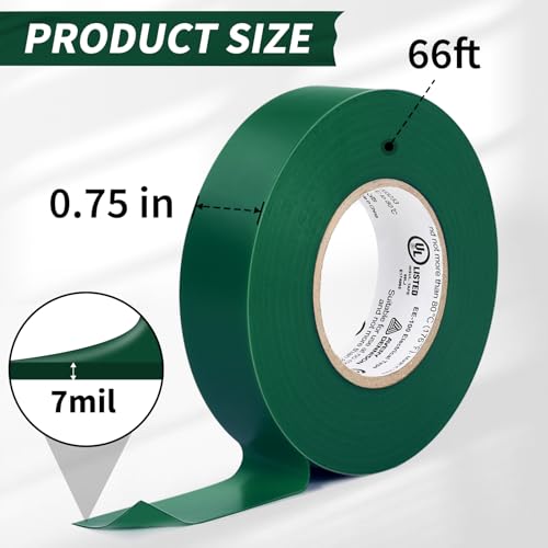 Image of Avery Dennison Electrical Tape, General Use PVC Electric Tape, UL /CSA Listed Insulating Vinyl Tape for Electrical, Repairs, Automotive and Equipment, EE-100, in x 66 ft, Green, 1 Roll