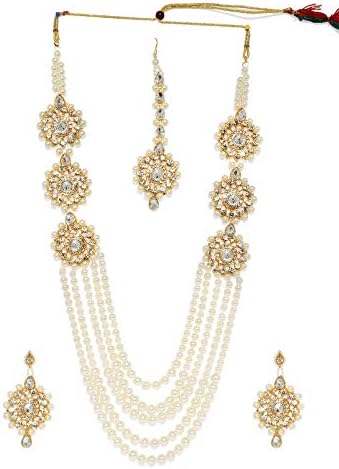 ZAVERI PEARLS Long Multi Layer Kundan & Pearl Necklace Set For Women-ZPFK7637
