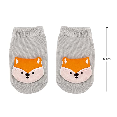 Meia Antiderrapante Com Aplique Raposa - Pp