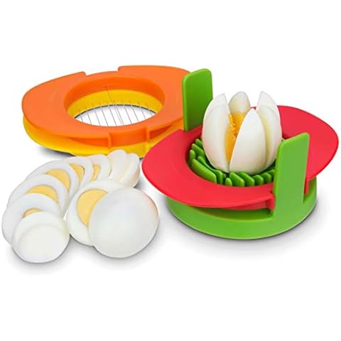 Egg Slicer Set with 3 Cutters - 3 in 1 Stainless Steel Wires,Cut Boiled Eggs into Thin Slices,Wedges or Halves,Boiled Eggs or Fruits Cutter Cover
