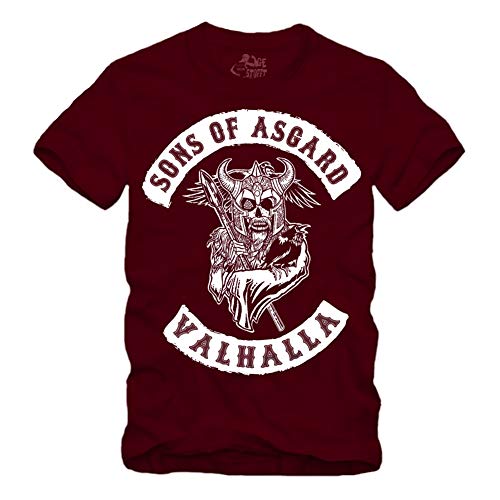 Sons of Asgard - Maglietta Valhalla Vikings Biker bordeaux XL