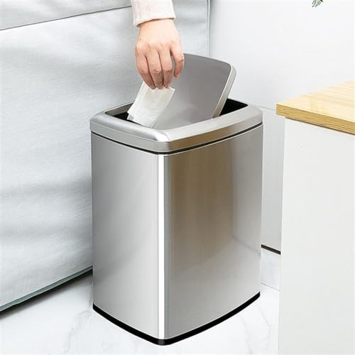 Cubo de basura de acero inoxidable con tapa abatible y cubo interno de 10L 8