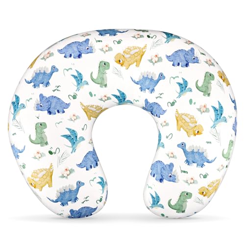 Image of TANOFAR Nursing Pillow Cover, Stretchy Removable Breastfeeding Pillow Cover, Ultra Soft Snug Fits On Newborn Feeding Pillow Case for Baby Boys, Dinosaur