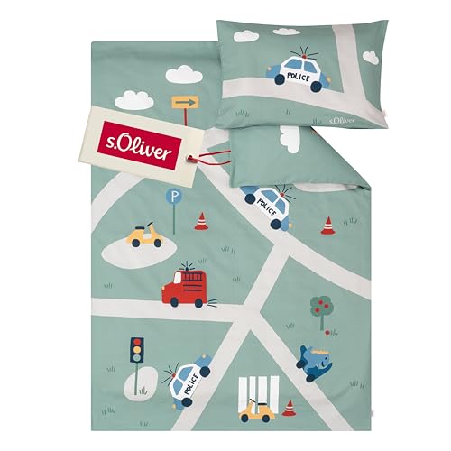 s.Oliver Kinderbettwäsche Auto 100 x 135 cm - 100% Baumwolle,...