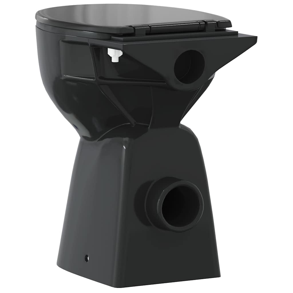 WC bez krawędzi spłukiwania, czarna, 7 cm, podwyższona, ceramiczna deska sedesowa z pokrywą Soft-Close
