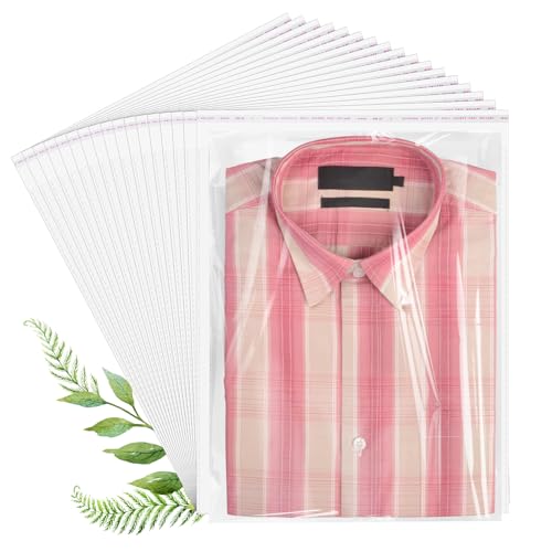70 Pack 10x14" Clear Cellophane Bags for Shirts, Gift Wrapping, Artwork