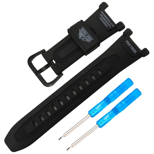 Resin Watch Band Replacement for Casio Protrek PRG-240 PRG-40 PAG-40 Wirstband accessories for Men and Women?Black/Black Buckle?