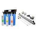 iSpring Whole House Water Filter System w/Sediment, KDF, and Carbon, 3-Stage, Heavy Metal Reducing, Model: WGB32B-KS & UVF55FS Whole House UV Water Filter with Smart Flow Sensor Switch, 55W, 12 GPM
