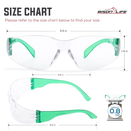 Image of BISON LIFE Clear Safety Glasses - ANSI Z87.1 Certified Scratch & Impact Resistant Eye Protection Goggles for Men & Women
