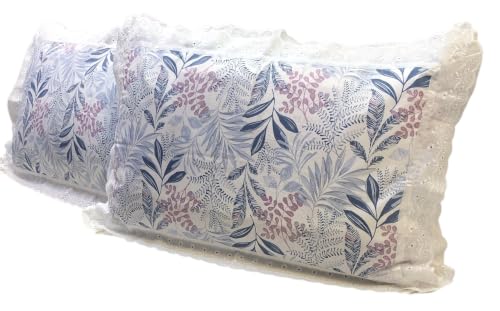 Image of VHC 100% Cotton Lace Pillow Cover /Case Set (Pack of 2)-Maroon (Spring Garden)