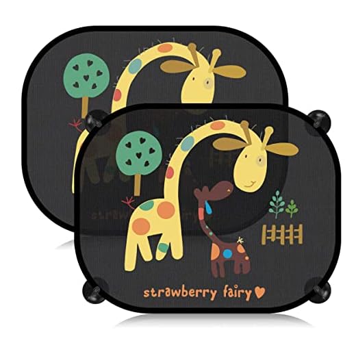 ACELIFE Parasol para coche con protección UV, 45 x 35,5 cm, 2 unidades con ventosas, parasol para coche, bebé, parasol para coche, niños, ventana de coche (jirafa)