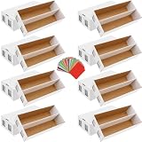HIMOMO 8 Cajas Organizadoras para Cartas Coleccionables, Caja de Cartón de 2 Filas con Tapa, 48 Separadores de Colores y Etiquetas, para Cartas TCG, Deportivas, Fundas y Top Loaders