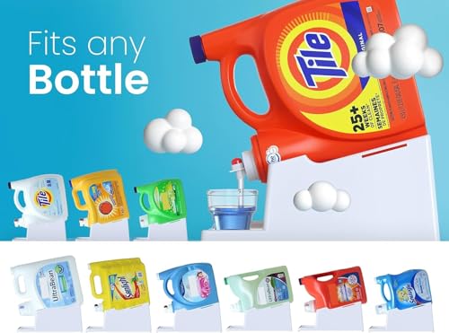 TidyFriend Liquid Laundry Detergent Holder Stand with Drip Tray & Rubber-Grip Feet, Stand for Laundry Room Organization and Storage, Fabric Softener Dispenser with Cup Holder for Easy Pouring (White) by Skywin - Image 6
