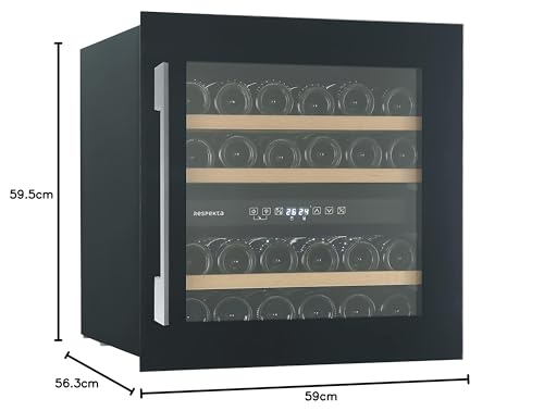respekta Einbau-Weinkühlschrank für 36 Standardflaschen / 85 L Nutzinhalt / 2 Temperaturzonen, je 5°-22°C/Touch Control/LED Leuchte/Wechselbarer Türanschlag/Max. 41 dB/WKSE 36-19, Schwarz