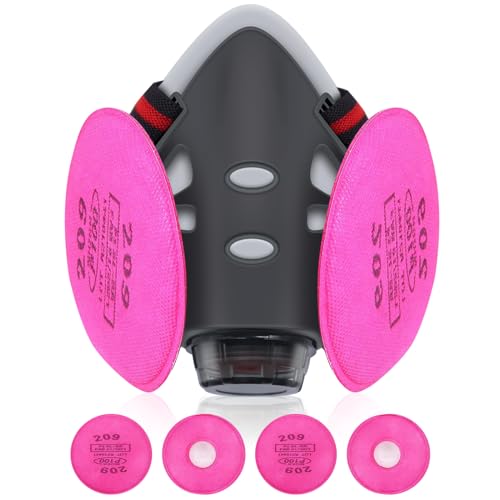 Respiradores Mascarillas,Mascarilla Antipolvo,Cubierta Facial Contra El Polvo, Cubierta Facial Seguridad Adecuado Para Variedad de Situaciones de Trabajo,Con Gafas Protectoras