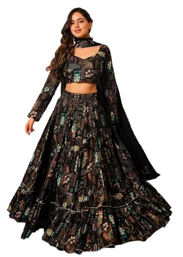 Lehenga 15905 tissu indien lourd Chinon avec impression numérique de cérémonie