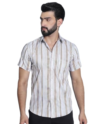 Image of Indian Needle Men's Striped Regular Fit Shirts