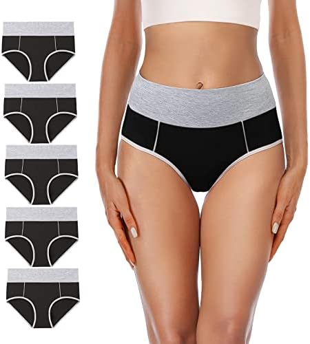 Senllori Damska bielizna bawełniana, figi wyszczuplające z wysoką talią, majtki damskie plus size, wielopak