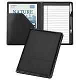 Konper Classic Padfolio/Junior Portfolio Folder Case, Business A5 Binder Organizer Notepad for Men Women, 5 x 8 Writing Pad Included,Black.