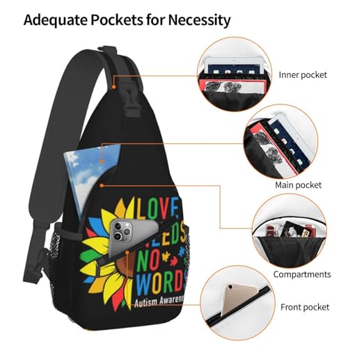 Autism Awareness Sunflower Sling Backpack Unisex Crossbody Chest Bag Shoulder Chest Bag For Women Men Hiking Travel4