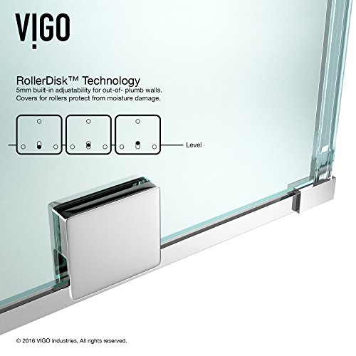 Vigo Adjustable 62 - 64 In. W X 72.75 In. H Frameless Track Sliding Rectangle Shower Door With Clear Tempered Glass And St. Steel Hardware In Chrome Finish With Reversible Handle - Vg6045Chcl6473 #TOP5
