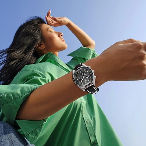 Farluya Band Compatible with Moonswatch,Soft Silicone 20mm Replacement Band for Omega X Swatch Moonswatch Speedmaster/Rolex/SEIKO for Women Men