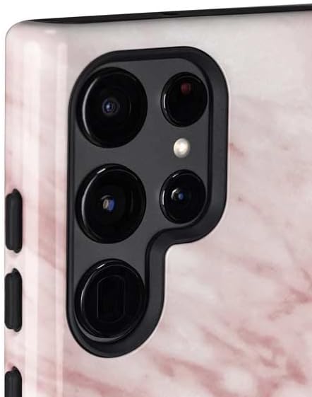 Skinit Pro Phone Case Compatible with Galaxy S22 Ultra - Pink Marble Design