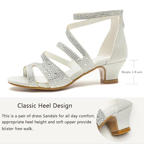 Girls High Heels Glittle Wedding Party Dress Shoes Flower Girl Pump Sandals for Toddler Little Big Kid2