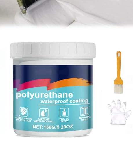 Revestimiento impermeable de poliuretano, sellador de techos impermeable, 150g de sellador impermeable para techos y reparación de fugas para techos, paredes, pisos y sótanos (White,150G)