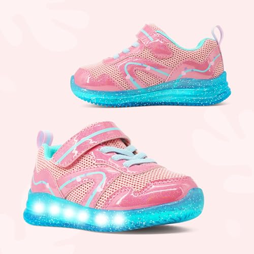 Lougsin Girls Light Up Shoes Led Flashing Tennis Sneakers Lightweight Breathable Running Shoe Toddler Pink Size 10 thumb #3