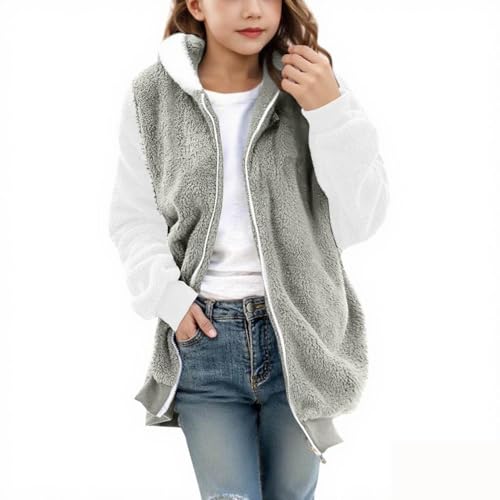 Girls Fleece Jacket Comfy Winter Warm Sherpa Outerwear Lightweight Fleece Full Zip Jacket Soft Hoodie Sweatshirt