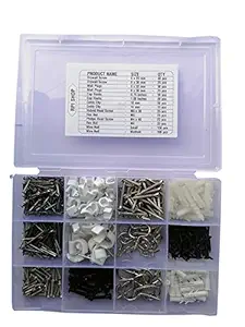 Rpi shop - 615 pcs Assorted Home DIY Repair kit with Screws, Nails, Dry Wall Screw, Wall Plug, gitti, Cup Hooks, Wire Clip for Repairs