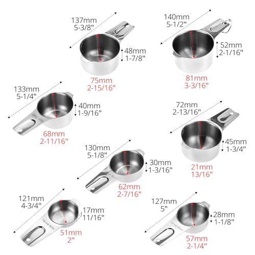 Set de 7 Vasos Medidores de Acero Inoxidable miniatura 7