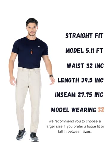 Image of Men's Straight Fit Stylish Non Stretch Mid Rise Pure Cotton Crafted with Premium Fabric Relaxed Jeans Available in Variety of Colour