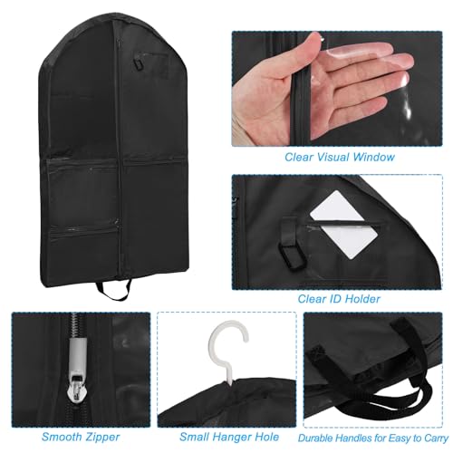 PATIKIL Garment Bags for Dance Costumes, 40 Inch Hanging Garment Bag with 4 Pockets Name Tag Handles for Dance Competition Skating, Black3