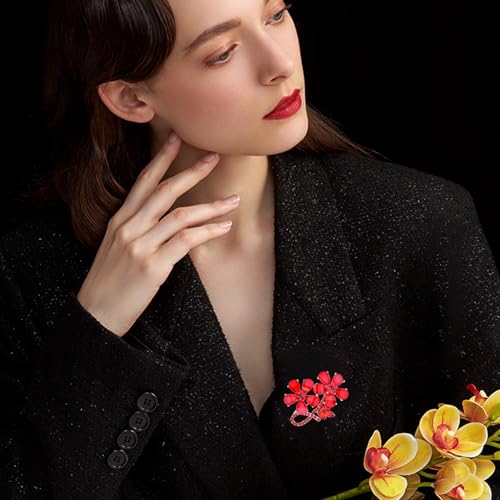 Image of Rhinestone Flower Brooch - Crystal Flower Pin for Women - Valentine's Day & Mother's Day Gift