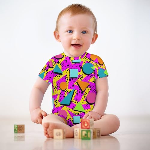 Retro Vintage 80s 90s Newborn Baby Romper Clothing Cute Infant Short Sleeve Clothes Jumpsuit Playsuit One Piece Outfit for 0-3M Boy Girl2