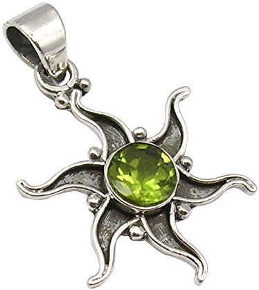 Peridot August Birthstone Necklace Pendant 1.4" 925 Sterling Silver Hanukkah Deals Today