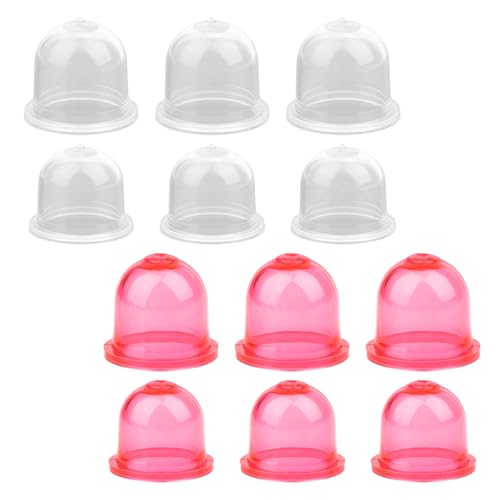 NQEUEPN 12pcs Primer Bulb Replacements, Prime Bulb Carburetor Primer for Trimmer Hedge Cutter Gas Blower Brush Compatible with Homelite Roybi(Red & Transparent)
