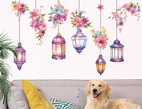 Vinilos decorativos de pared con flores colgantes para sala y dormitorio miniatura 5