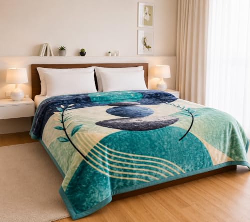 Image of Signature Exclusive Chanakya Supersoft Luxury Heavy Winter Double Ply Double Bed Mink Blanket - 4.5 kg | 100% Polyester | 2.10 m x 2.40 m | Royal Luxe Comfort for Extreme Cold (Rainbow Bloom)