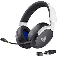 GXTrust 499BW Forta Wireless Gaming Headset [Officially Licensed for PlayStation 5], Ultra-low Latency, 2.4G USB Receiver, 50mm Drivers, 55h Playtime, PS5 Headset with Microphone, Black/White