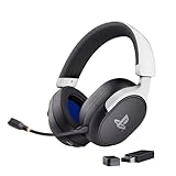 GXTrust 499BW Forta Kabelloses Gaming Headset Offiziell Lizenziert für PlayStation 5, Niedriger Latenz, 2,4G USB Empfänger, 50mm Treiber, 55H Akkulaufzeit, Headset PS5 mit Mikrofon, Schwarz/Weiß