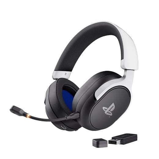 GXTrust 499BW Forta Kabelloses Gaming Headset Offiziell Lizenziert für PlayStation 5, Niedriger Latenz, 2,4G USB Empfänger, 50mm Treiber, 55H Akkulaufzeit, Headset PS5 mit Mikrofon, Schwarz/Weiß