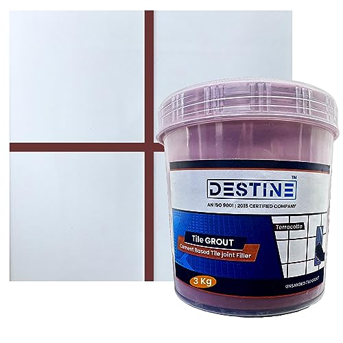 Image of DESTINE Tile Grout (16 COLOURS) (ALL PACKS: 100 Gm, 400 Gm, 800 Gm, 1 Kg, 3 Kg, 5 Kg), Waterproof, Cement Based Tile Joint Filler, Crack Filler, Tiles Gap Filler, Tile Grout (3 Kg, Terracotta)