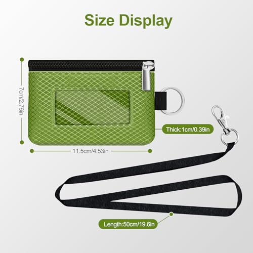 Image of Minimalist RFID Blocking Small Wallet with ID Window,WaterResistant Zip Id Case Wallet with Lanyard Keychain for Cards,Cash,Travel,Women,Men (Olive Green)
