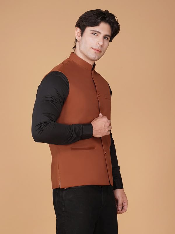 Image of Vastraa Fusion Bandi Modi Koti, Nehru Jacket for Men, Cotton Waistcoat for All Occasion: Diwali, Wedding, Ethnic, Office Party, Formal & casual Look