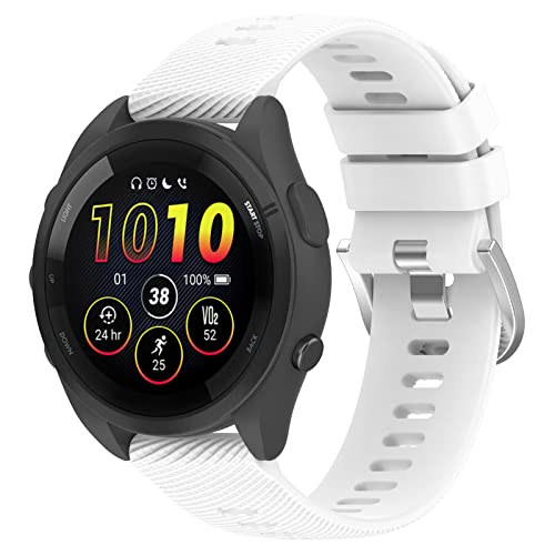 Fit for Garmin Forerunner 165 Watch Bands Women Men 20mm Adjustable Sport Soft Silicone Replacement Bands Straps Wristbands Fit for Garmin Forerunner 165 Music (White)